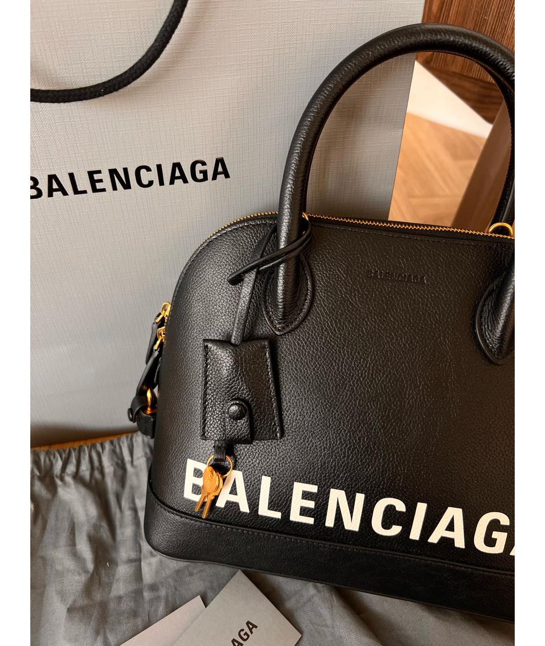 BALENCIAGA Черная кожаная сумка с короткими ручками, фото 3
