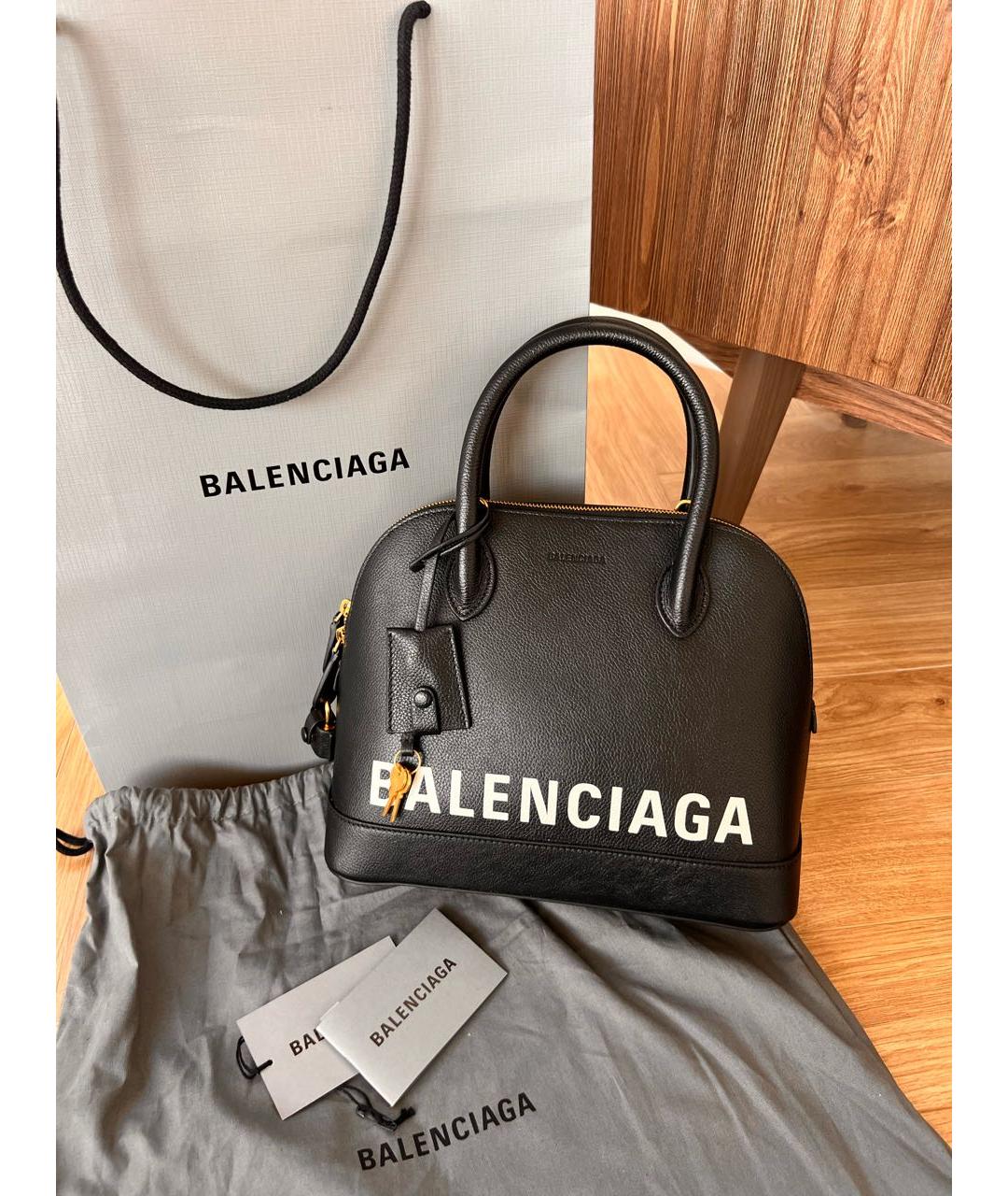 BALENCIAGA Черная кожаная сумка с короткими ручками, фото 2