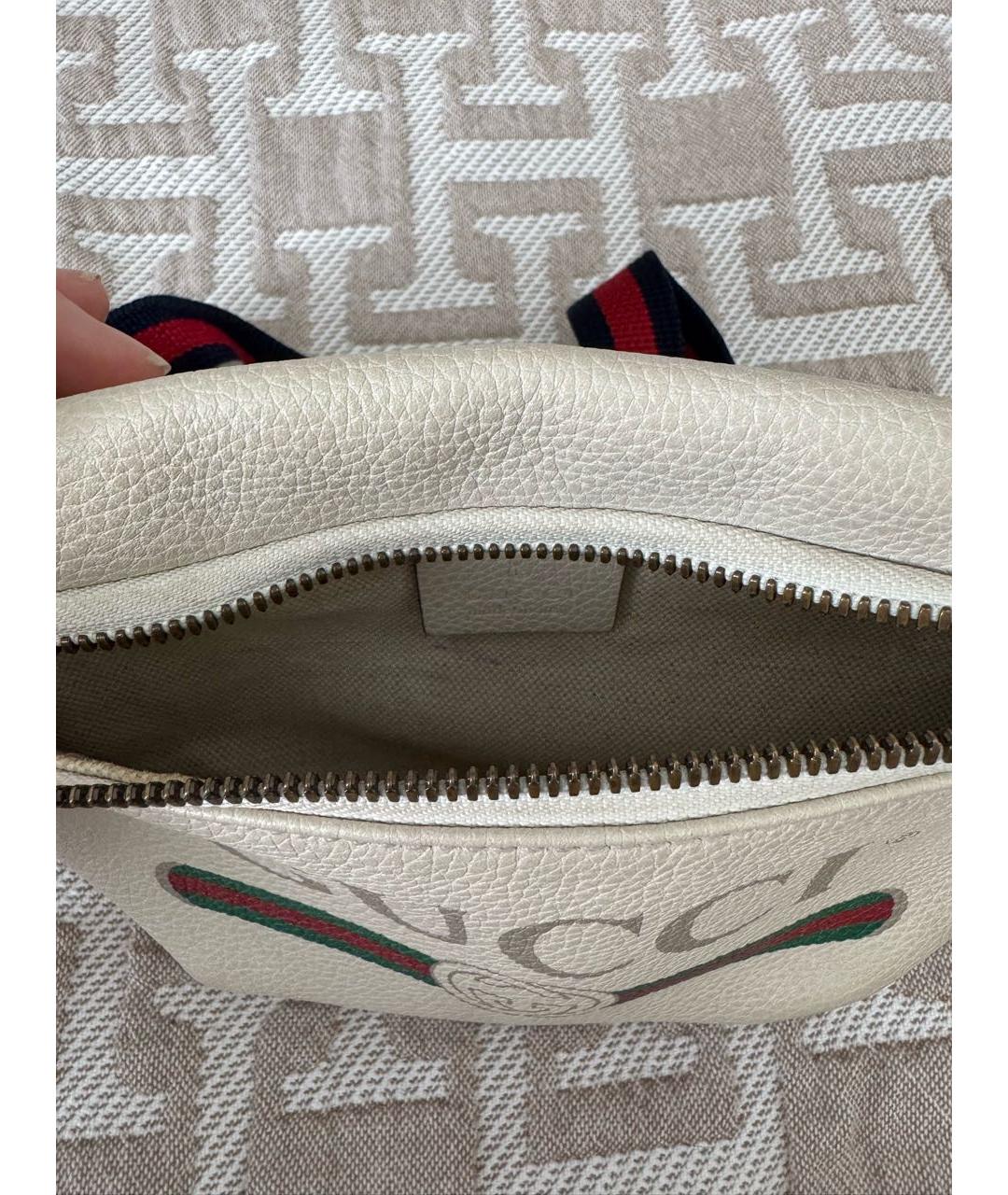 GUCCI Бежевая кожаная поясная сумка, фото 2