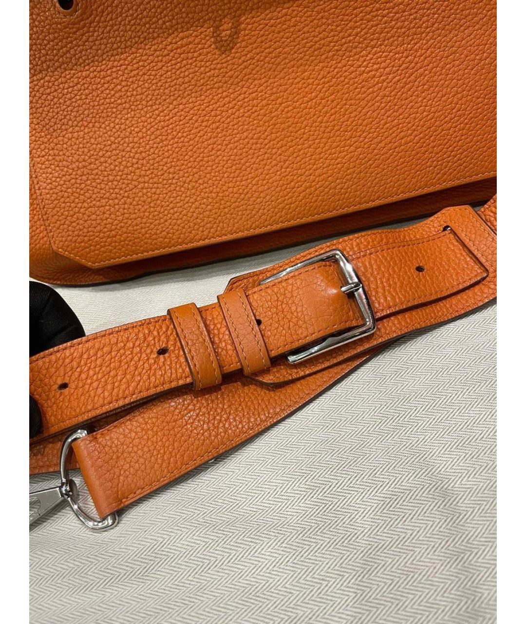 HERMES Оранжевая кожаная сумка через плечо, фото 9