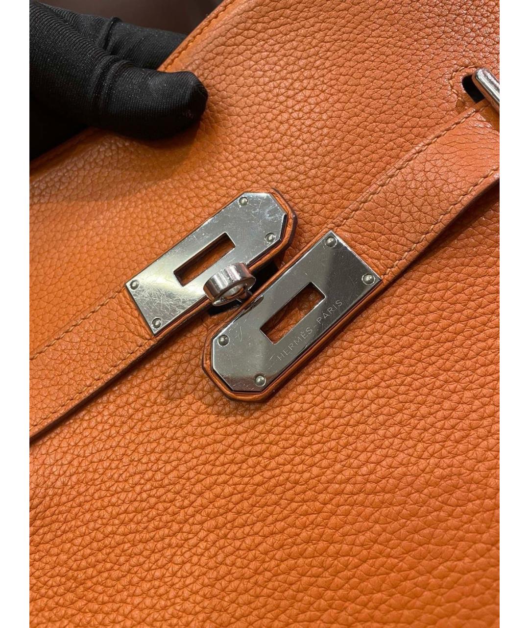 HERMES Оранжевая кожаная сумка через плечо, фото 6