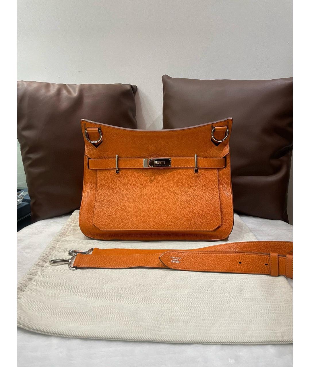 HERMES Оранжевая кожаная сумка через плечо, фото 10