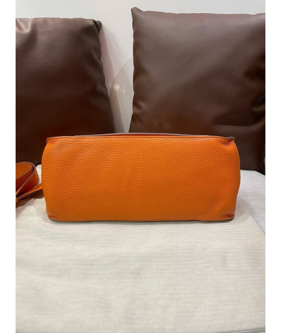 HERMES Оранжевая кожаная сумка через плечо, фото 4