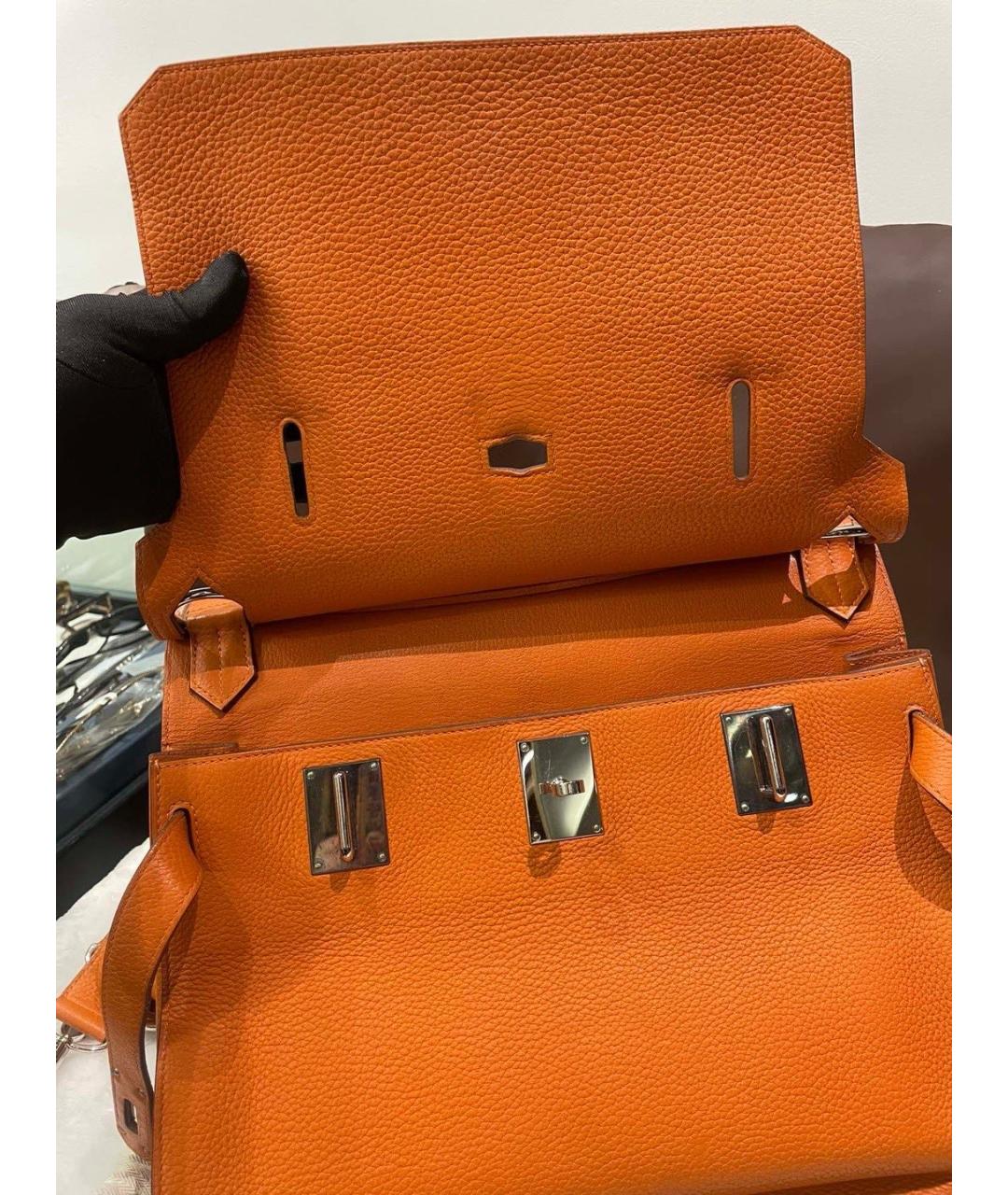 HERMES Оранжевая кожаная сумка через плечо, фото 7