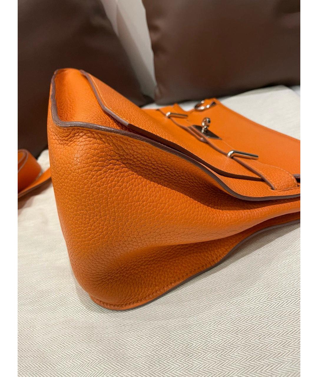 HERMES Оранжевая кожаная сумка через плечо, фото 5