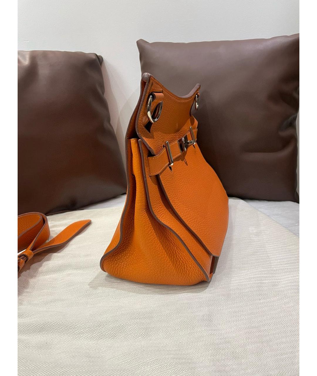HERMES Оранжевая кожаная сумка через плечо, фото 3
