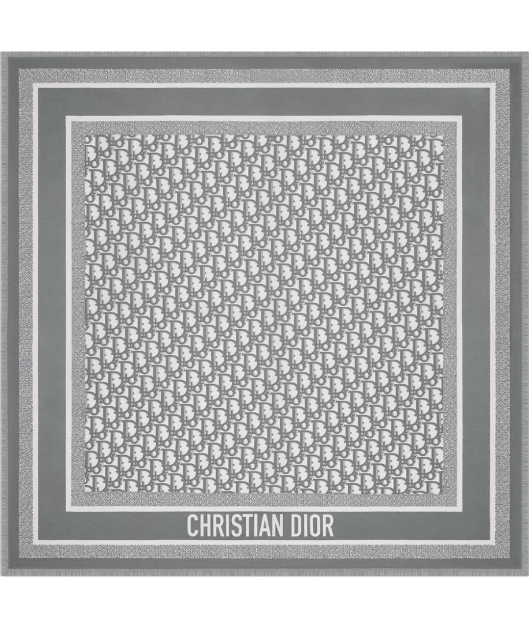 CHRISTIAN DIOR Серый шелковый платок, фото 5