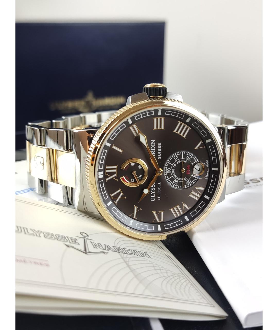 Ulysse Nardin Коричневые часы из розового золота, фото 4