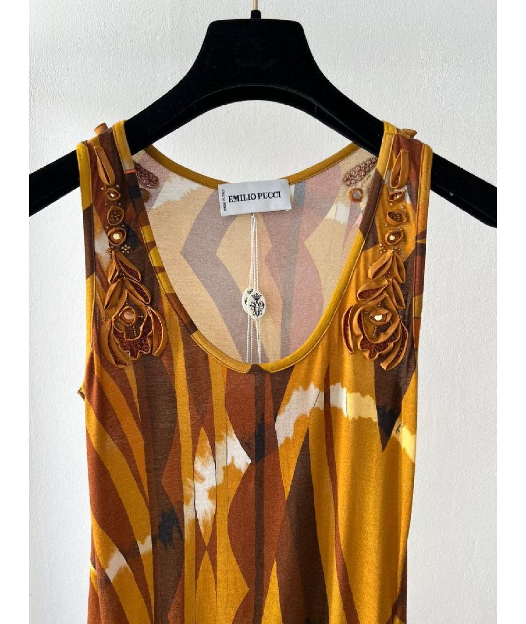EMILIO PUCCI Желтое вискозное вечернее платье, фото 3