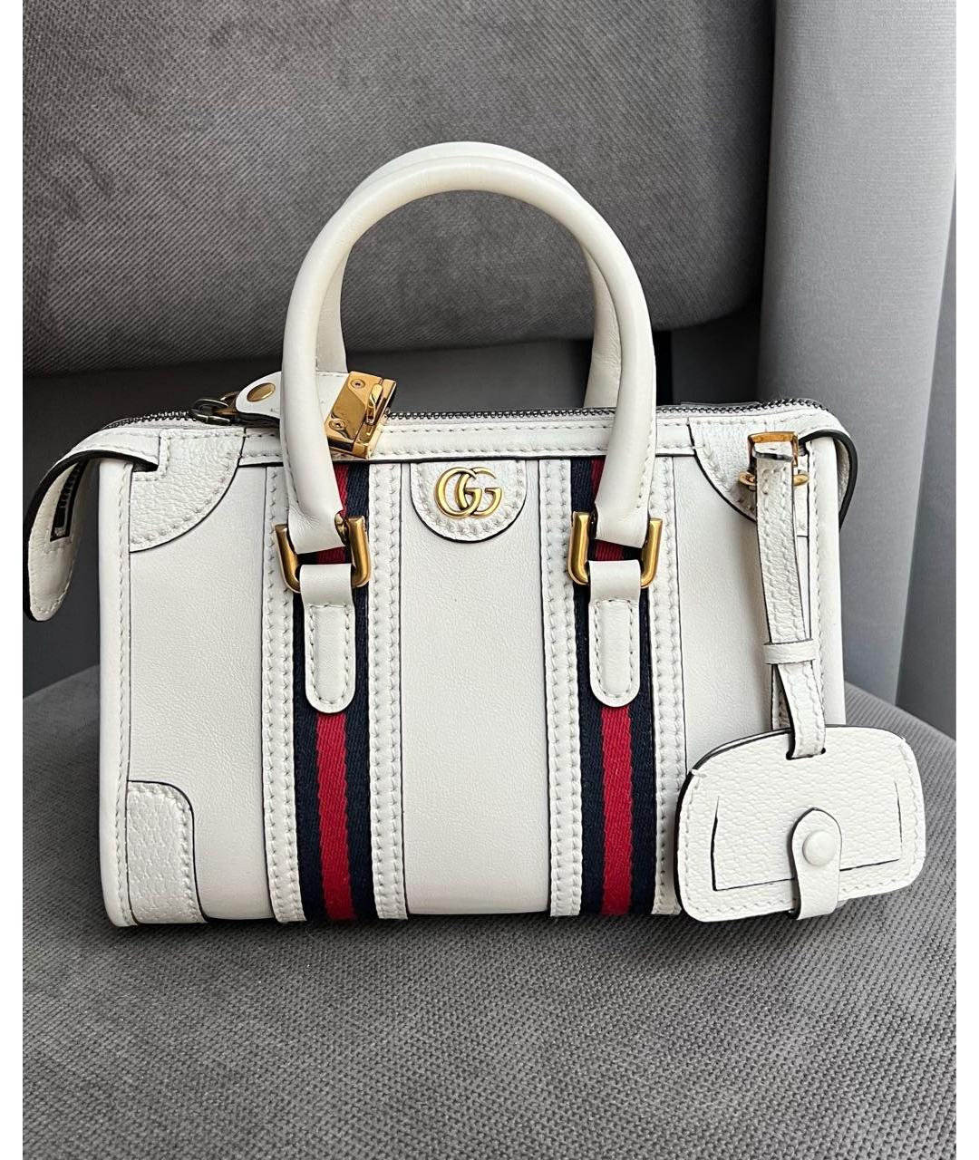 GUCCI Бежевая кожаная сумка с короткими ручками, фото 5