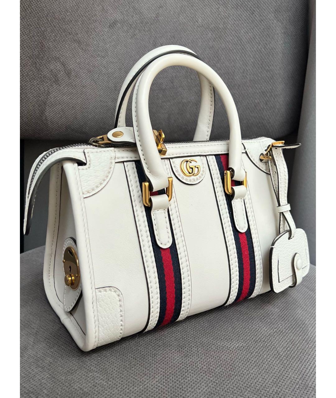 GUCCI Бежевая кожаная сумка с короткими ручками, фото 2