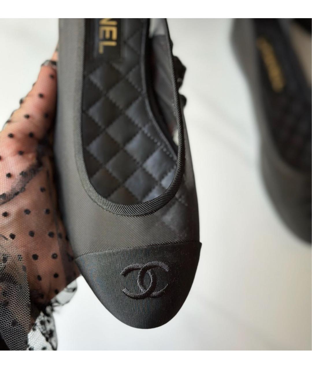 CHANEL Черные текстильные балетки, фото 3