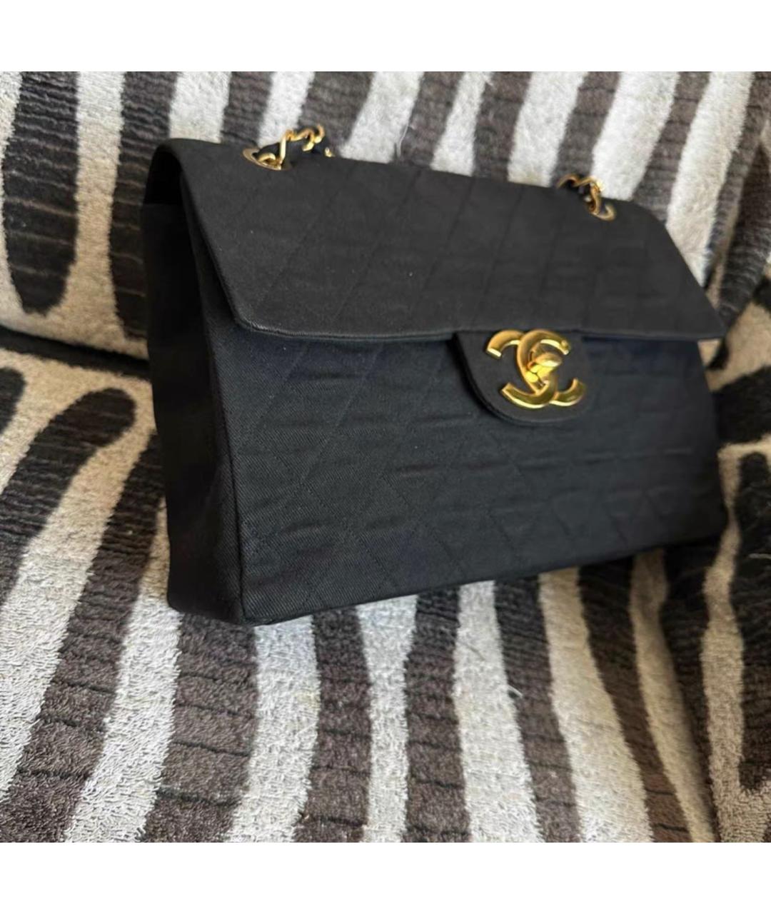 CHANEL Черная тканевая сумка тоут, фото 6