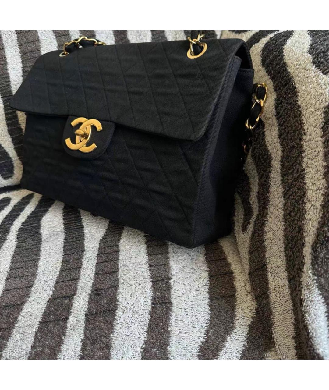 CHANEL Черная тканевая сумка тоут, фото 5