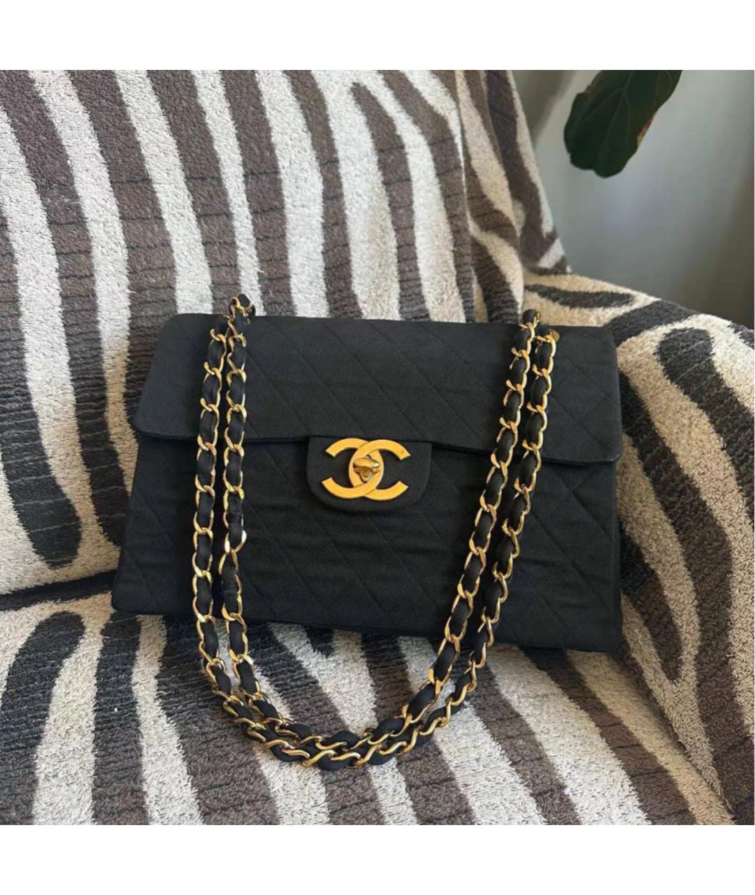 CHANEL Черная тканевая сумка тоут, фото 9