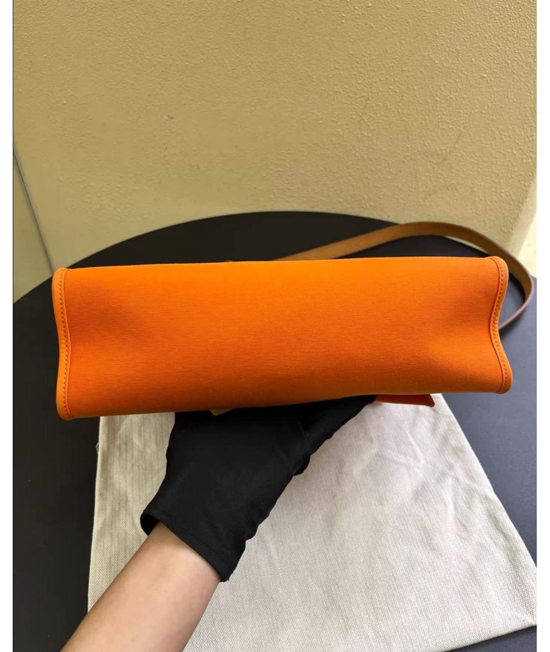 HERMES Оранжевая кожаная сумка тоут, фото 5
