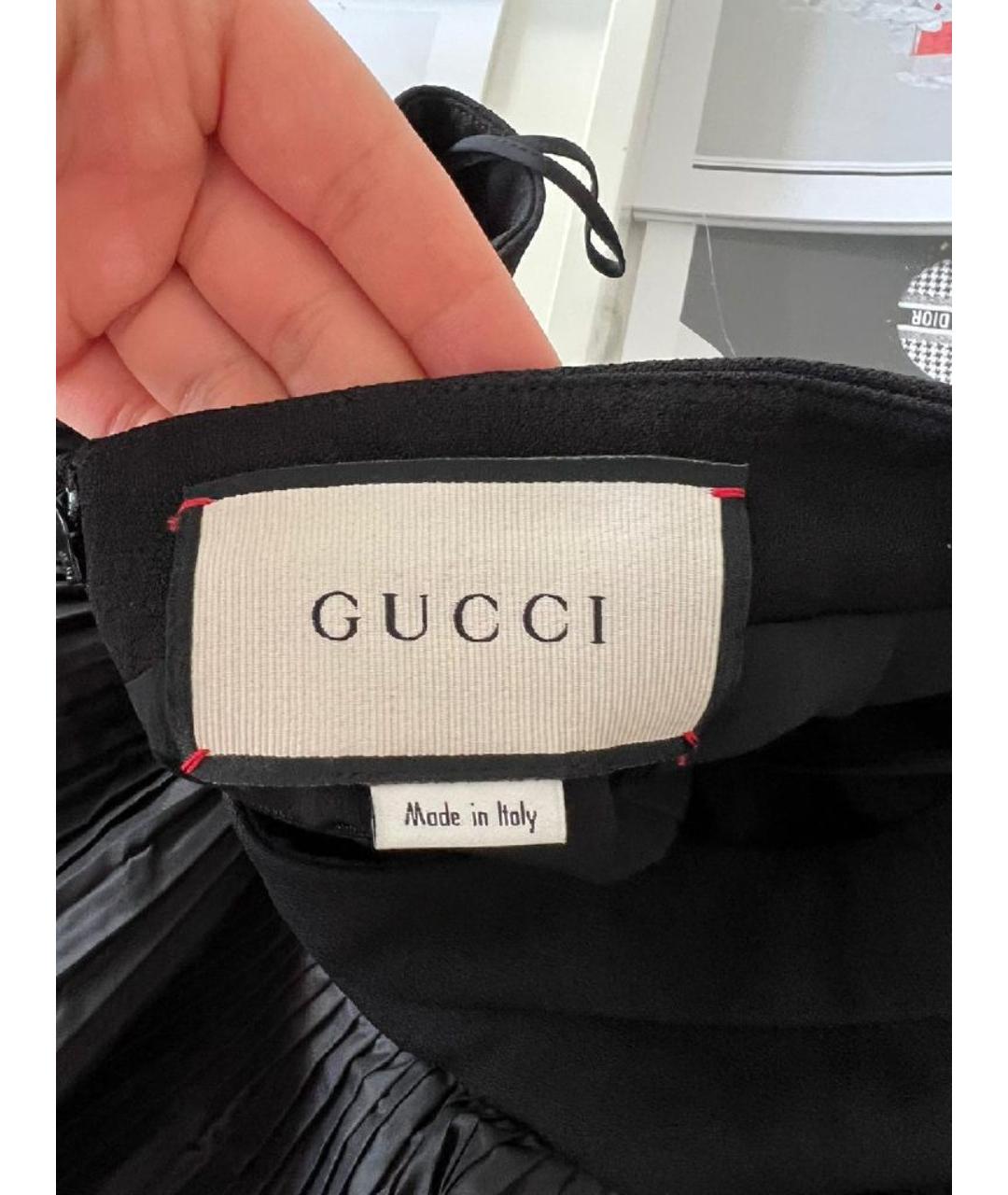 GUCCI Черная вискозная юбка миди, фото 5
