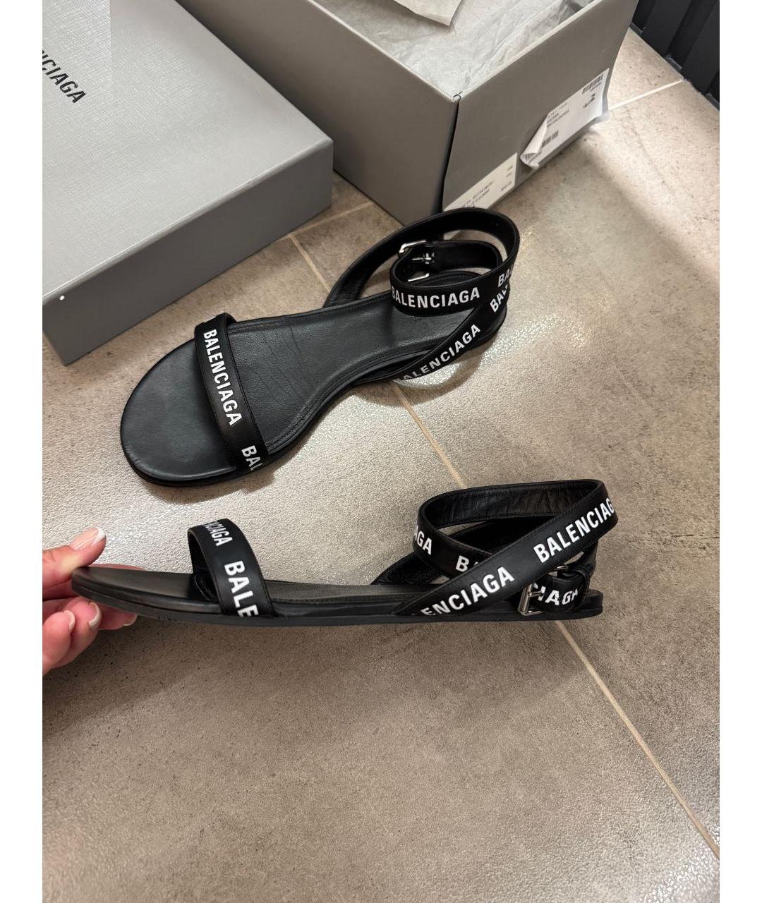 BALENCIAGA Черные кожаные сандалии, фото 7