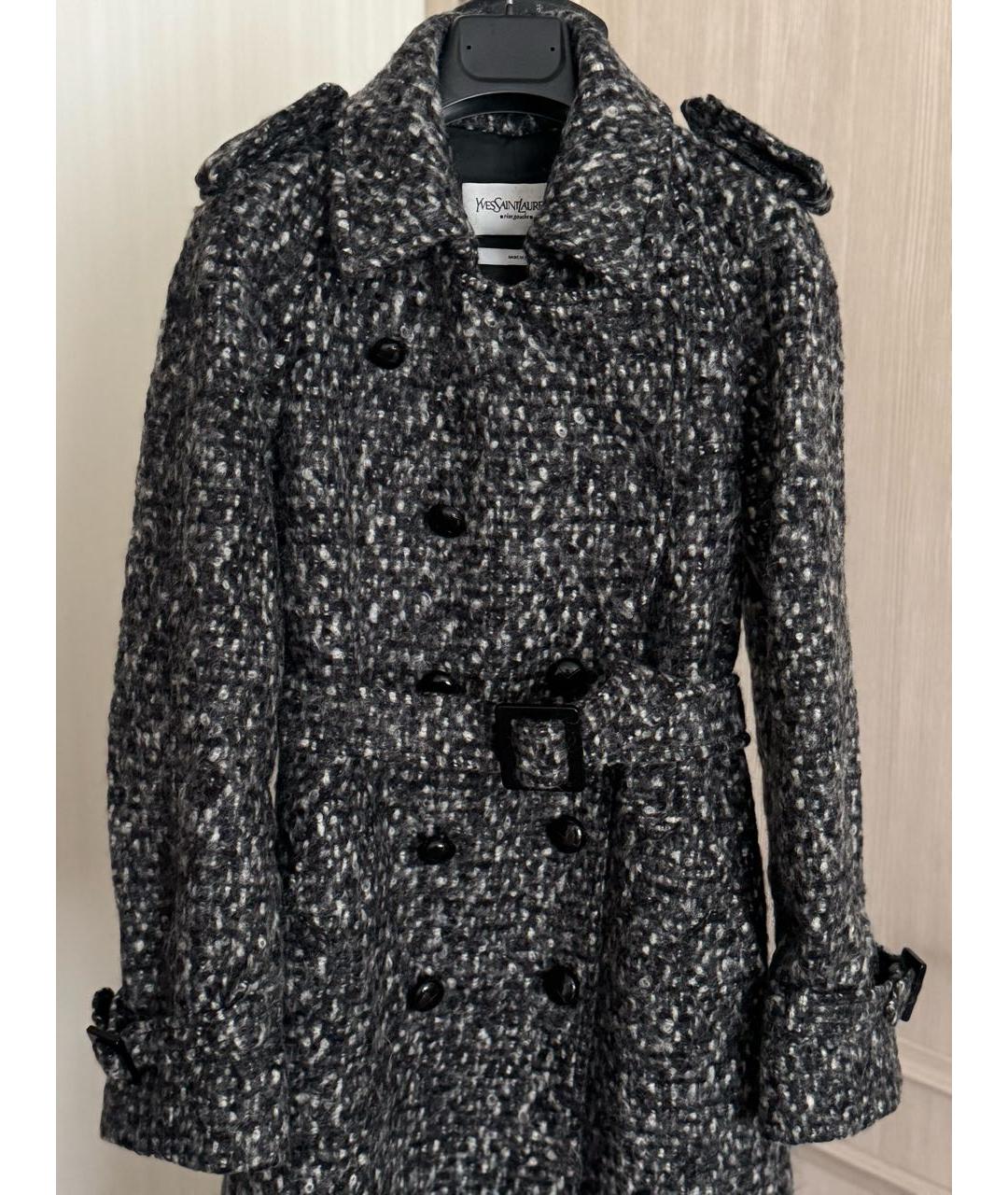 SAINT LAURENT Антрацитовое пальто, фото 5