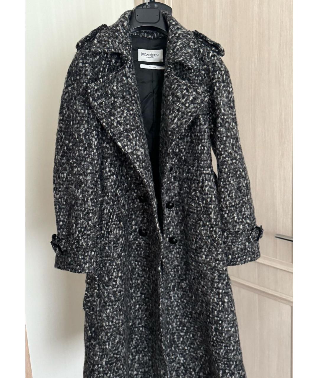 SAINT LAURENT Антрацитовое пальто, фото 3