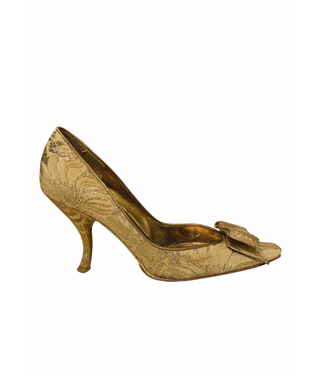 DOLCE&GABBANA Золотые текстильные туфли, фото 1