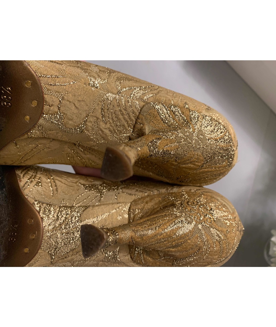 DOLCE&GABBANA Золотые текстильные туфли, фото 6