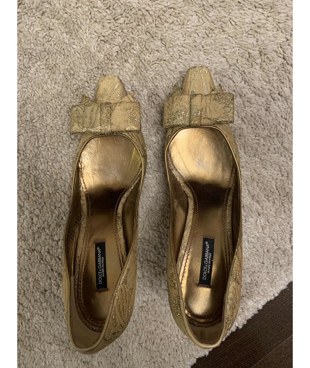 DOLCE&GABBANA Золотые текстильные туфли, фото 3