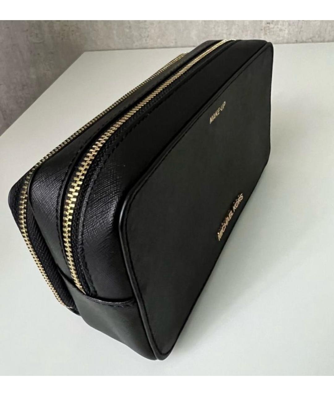 MICHAEL KORS Черная кожаная косметичка, фото 2