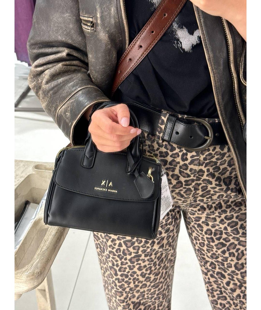 ARMANI EXCHANGE Черная сумка с короткими ручками из искусственной кожи, фото 5