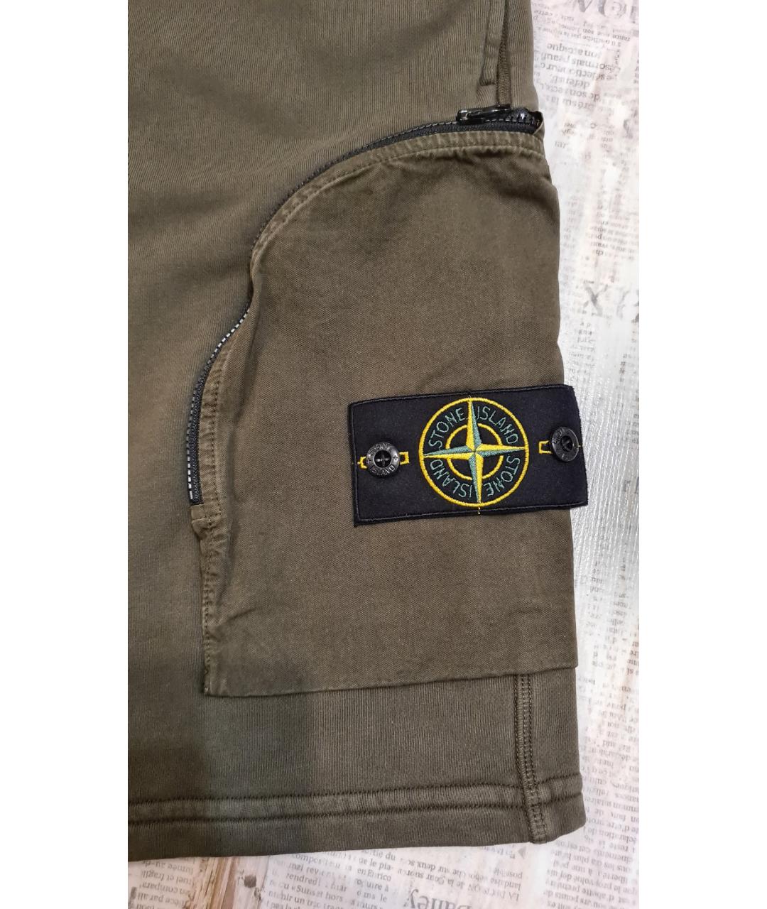 STONE ISLAND Хаки хлопковые шорты, фото 5