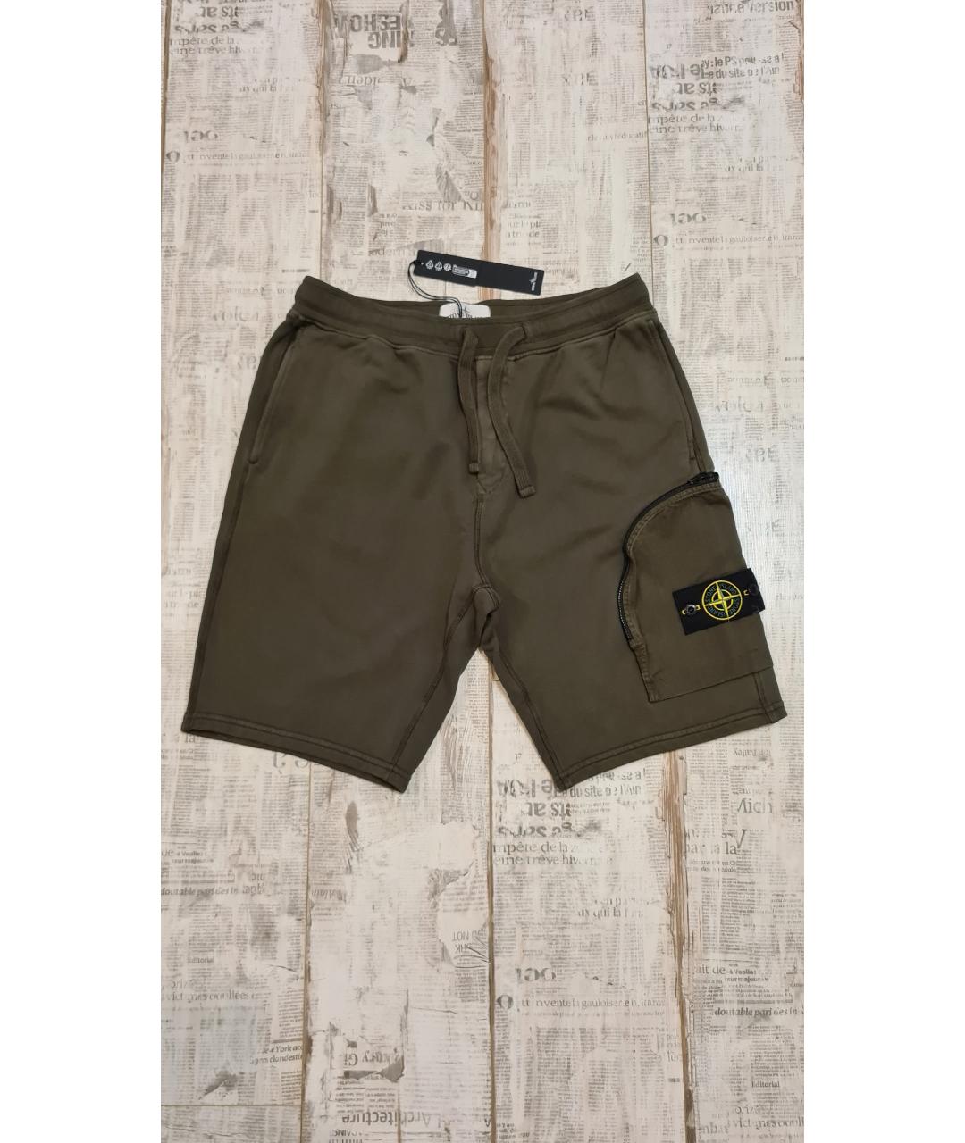 STONE ISLAND Хаки хлопковые шорты, фото 4