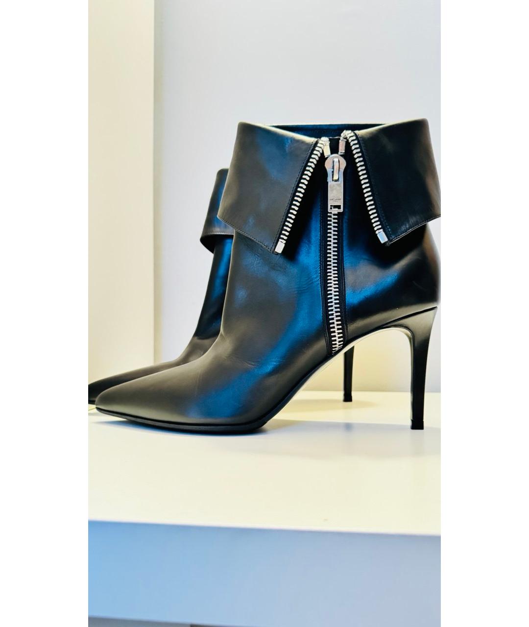SAINT LAURENT Черные кожаные ботильоны, фото 9