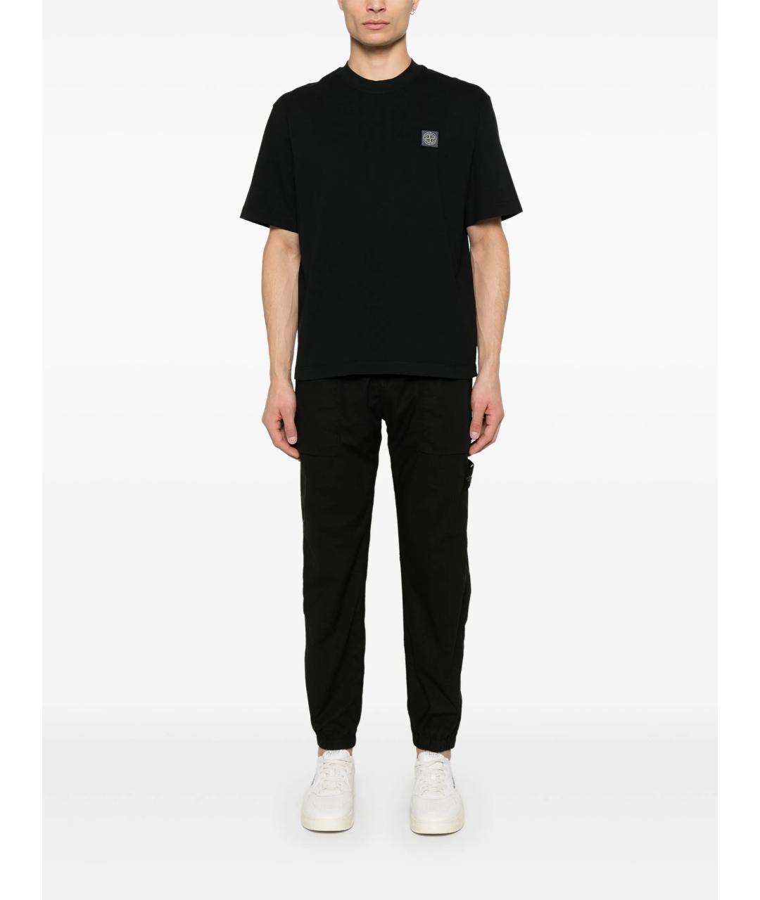 STONE ISLAND Черная хлопковая футболка, фото 4