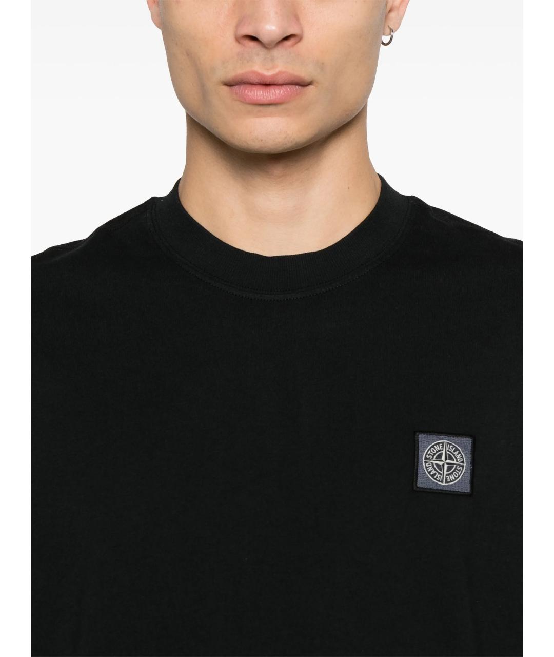 STONE ISLAND Черная хлопковая футболка, фото 3