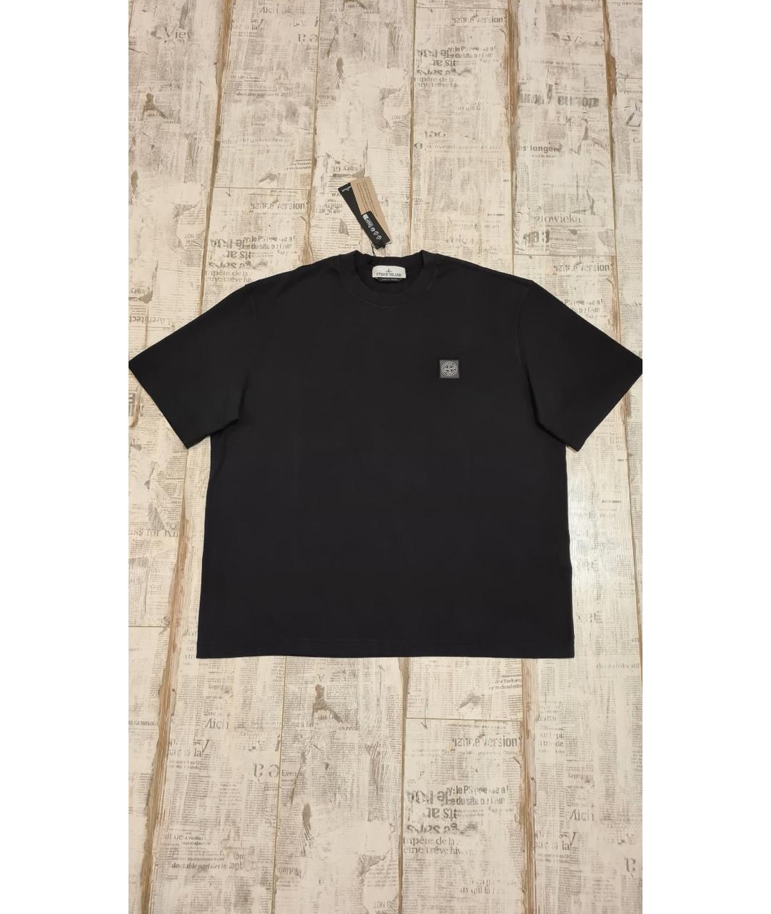STONE ISLAND Черная хлопковая футболка, фото 5