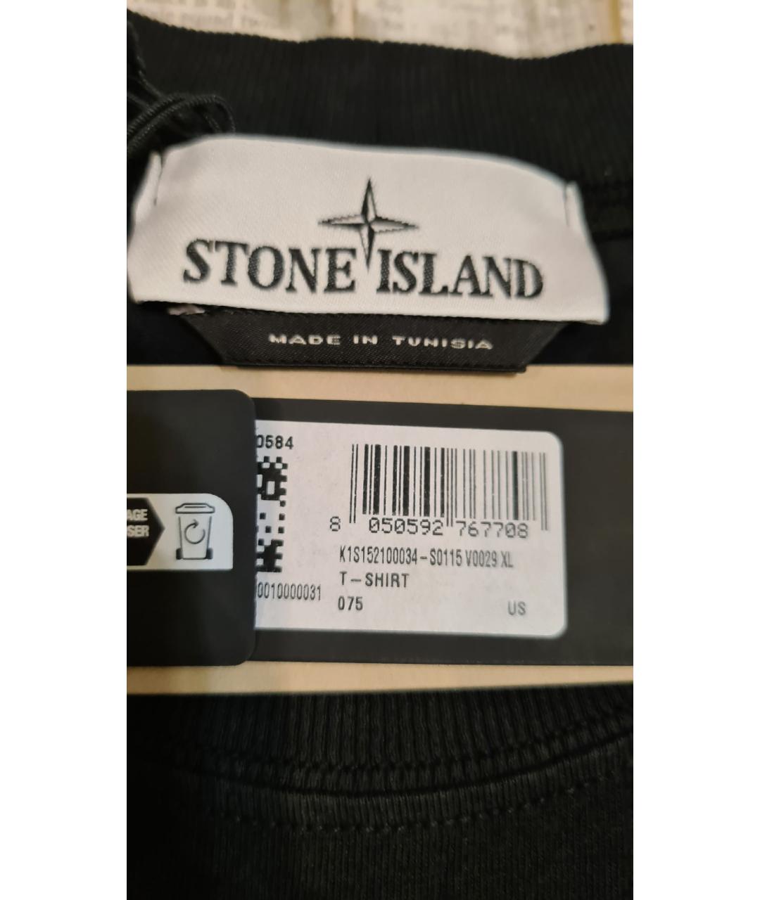 STONE ISLAND Черная хлопковая футболка, фото 7