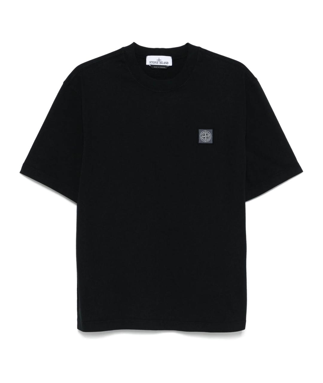 STONE ISLAND Черная хлопковая футболка, фото 2