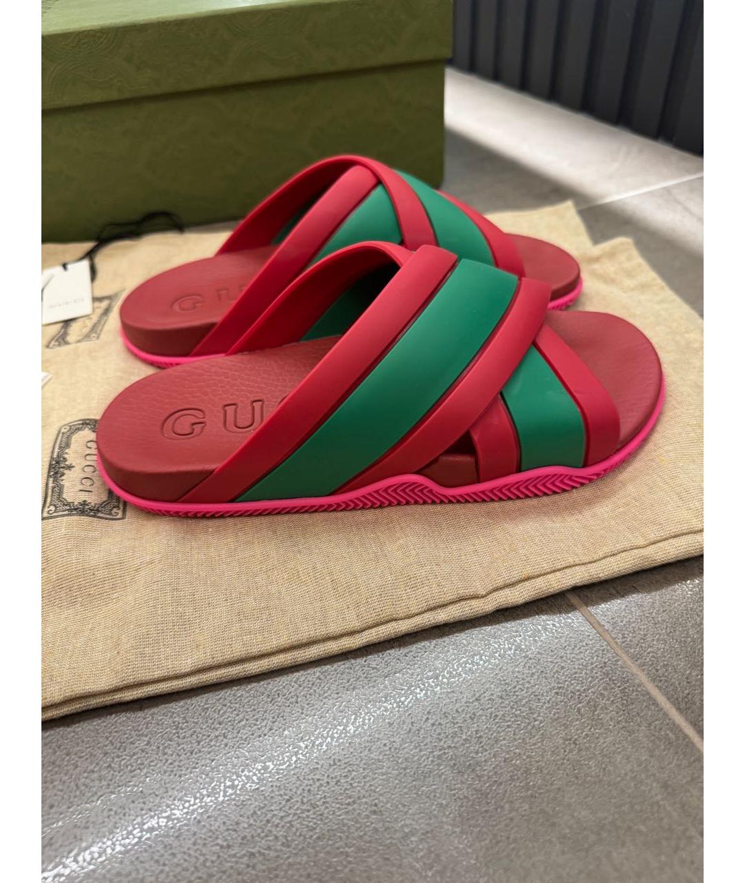 GUCCI Мульти резиновые шлепанцы, фото 8