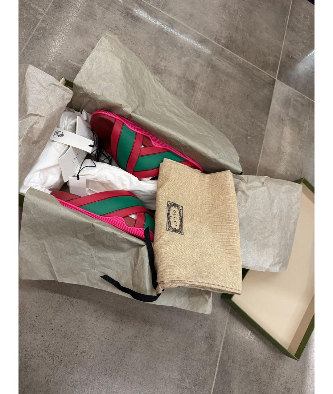 GUCCI Мульти резиновые шлепанцы, фото 7
