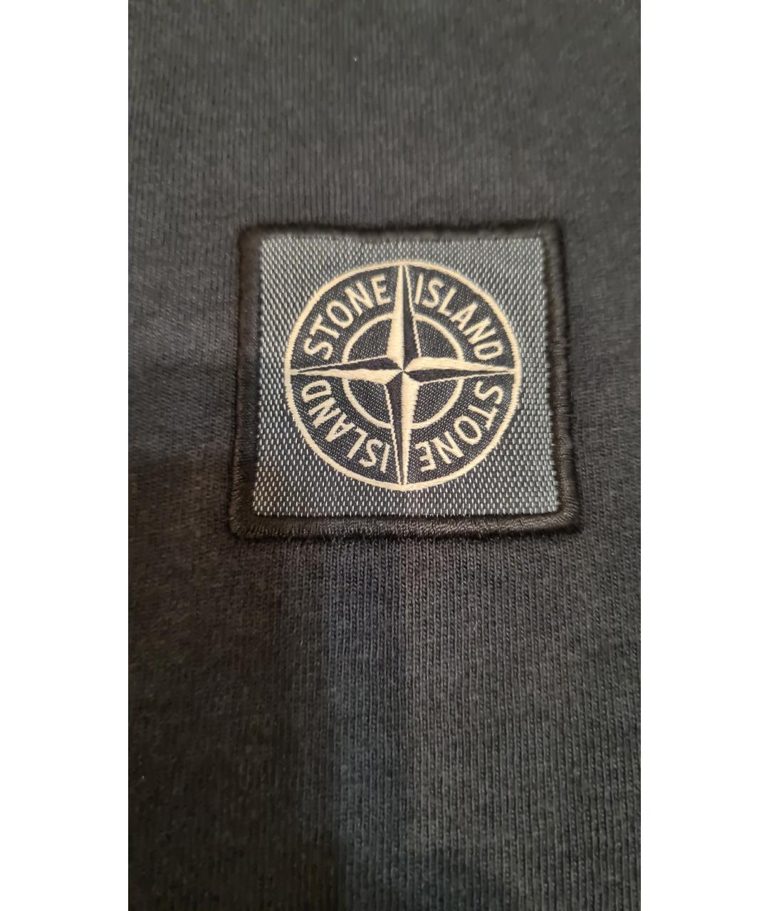 STONE ISLAND Темно-синяя хлопковая футболка, фото 5