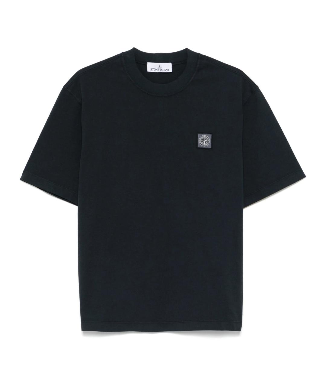 STONE ISLAND Темно-синяя хлопковая футболка, фото 8