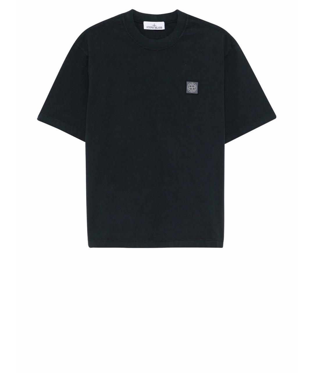 STONE ISLAND Темно-синяя хлопковая футболка, фото 1