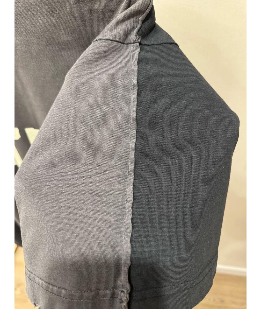 BALENCIAGA Антрацитовая хлопковая футболка, фото 4