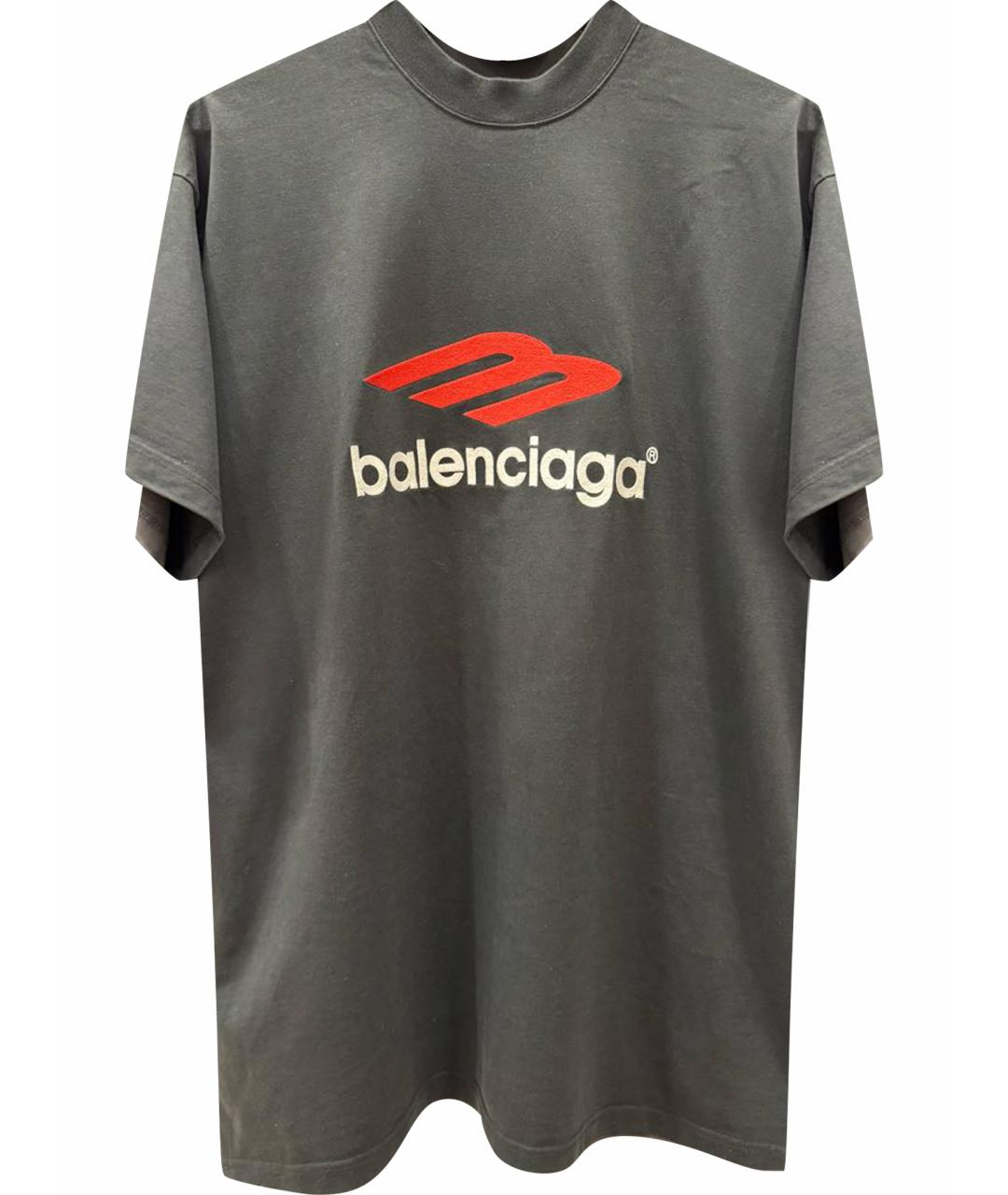 BALENCIAGA Антрацитовая хлопковая футболка, фото 1