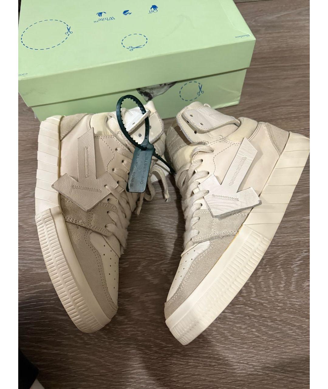 OFF-WHITE Белые кожаные высокие кроссовки / кеды, фото 5