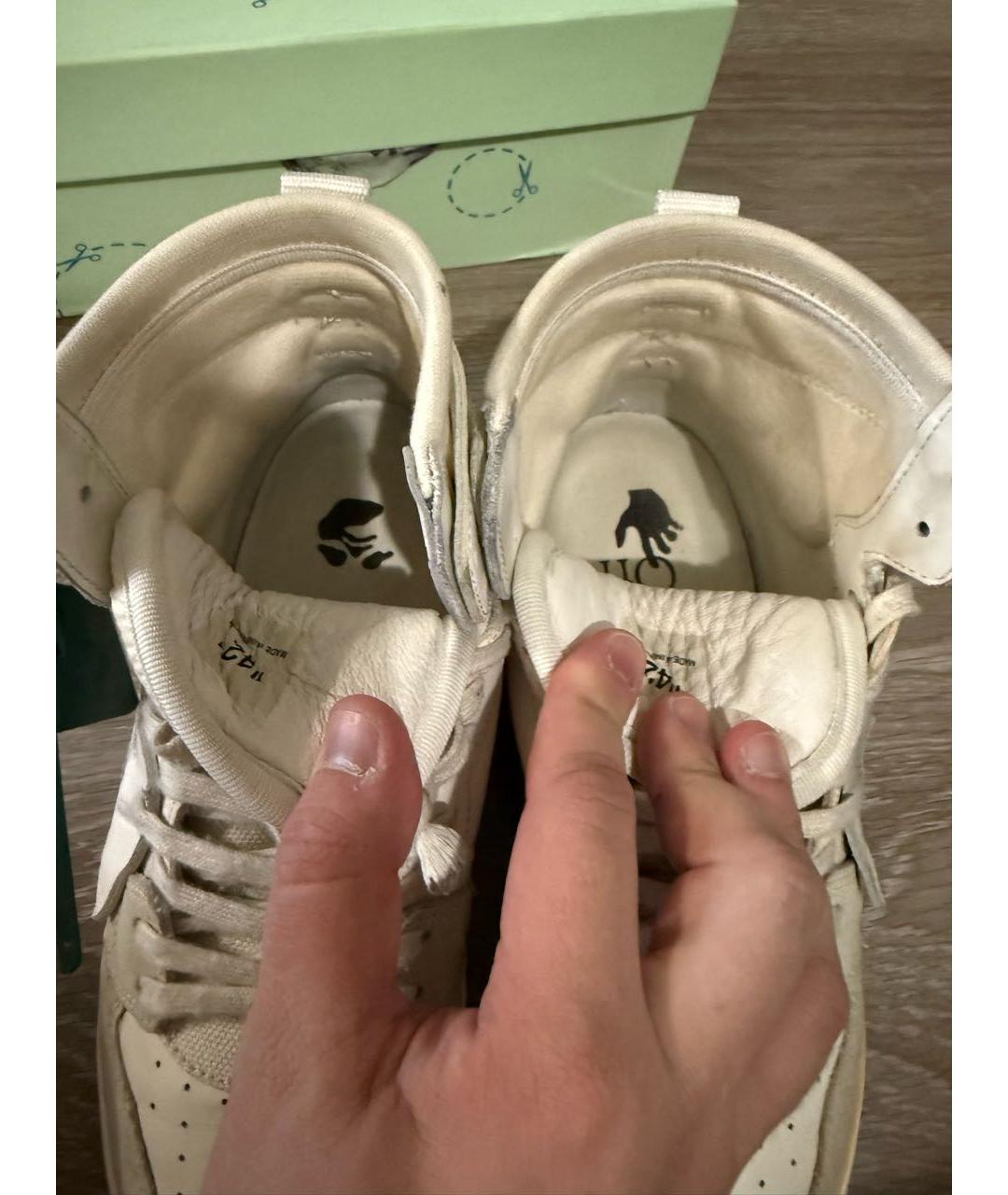 OFF-WHITE Белые кожаные высокие кроссовки / кеды, фото 3