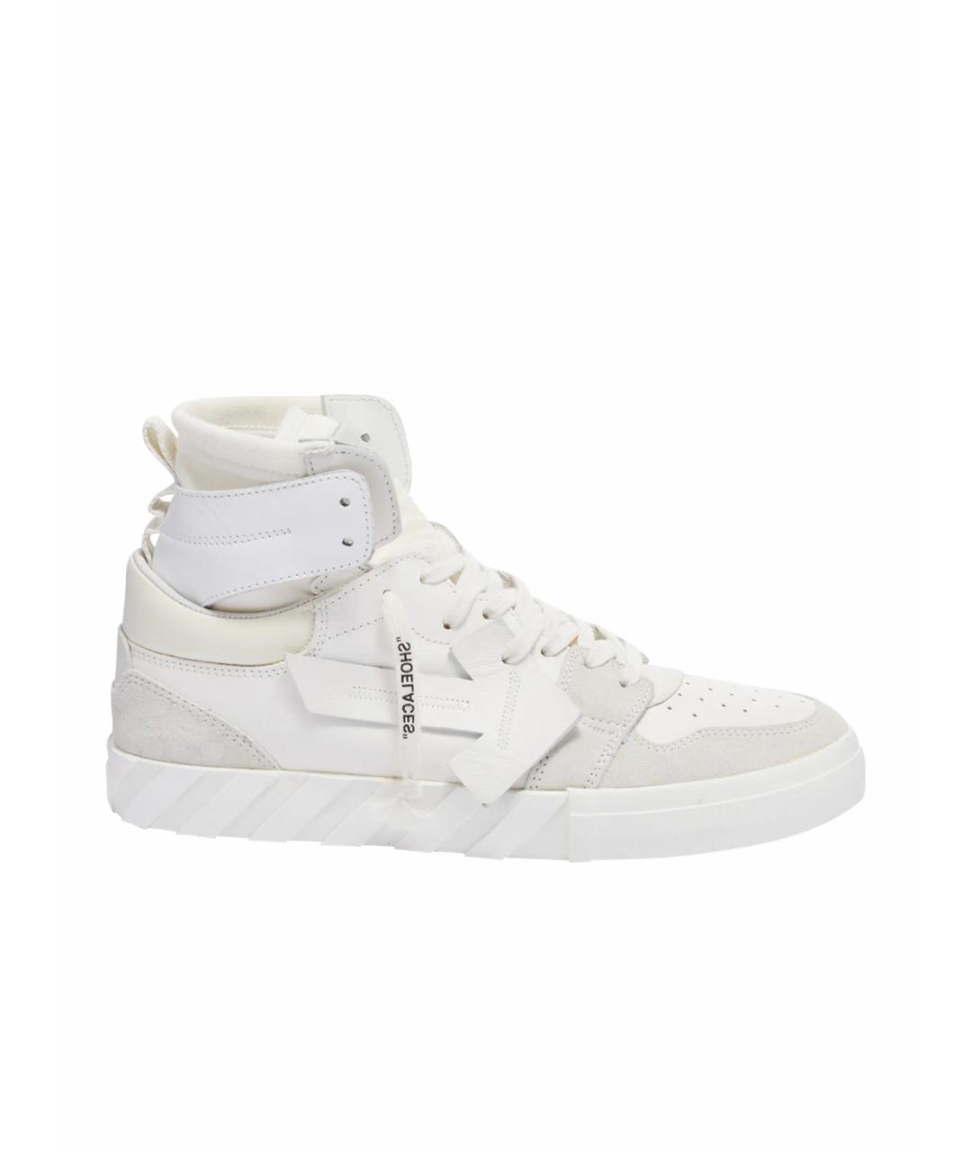 OFF-WHITE Белые кожаные высокие кроссовки / кеды, фото 1