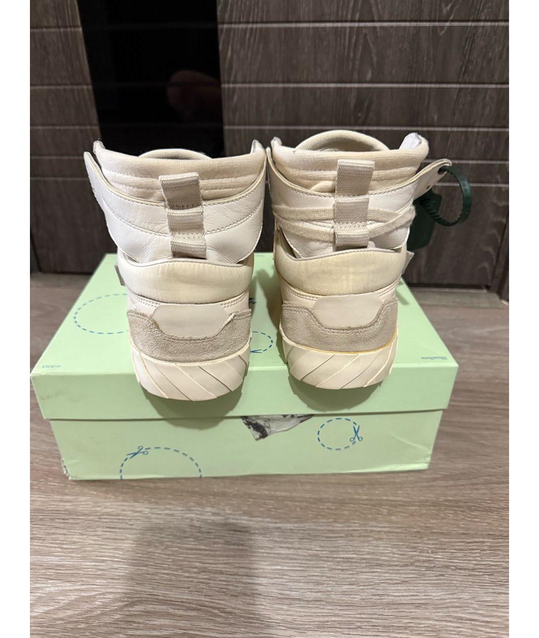 OFF-WHITE Белые кожаные высокие кроссовки / кеды, фото 4