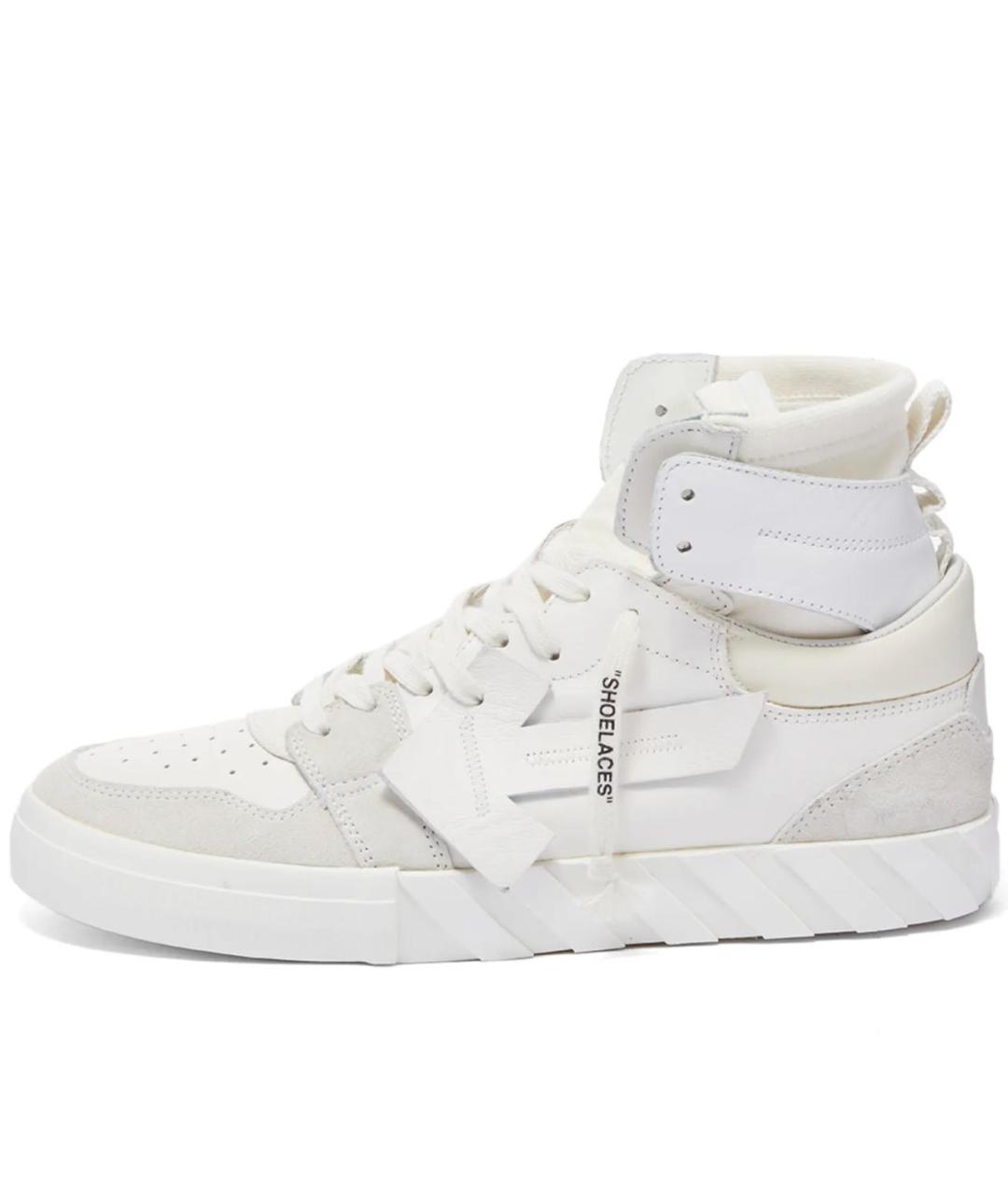 OFF-WHITE Белые кожаные высокие кроссовки / кеды, фото 8