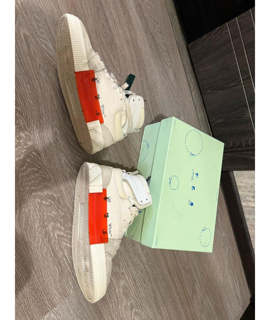 OFF-WHITE Белые кожаные высокие кроссовки / кеды, фото 7